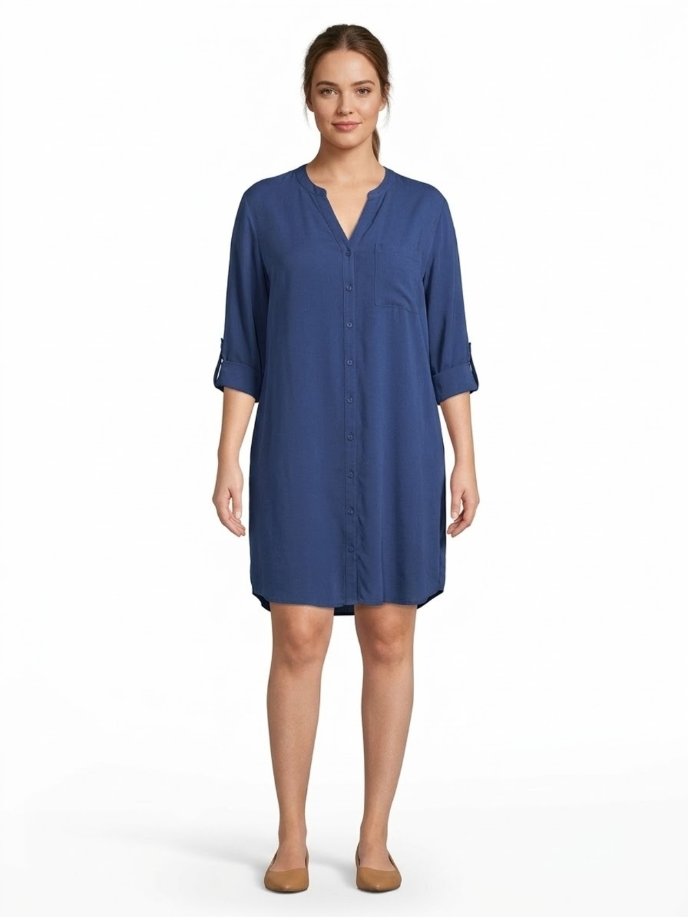 Blooming Jelly Navy Button-Front  Cover-Up Dress XL  P2P 23.5 No Belt